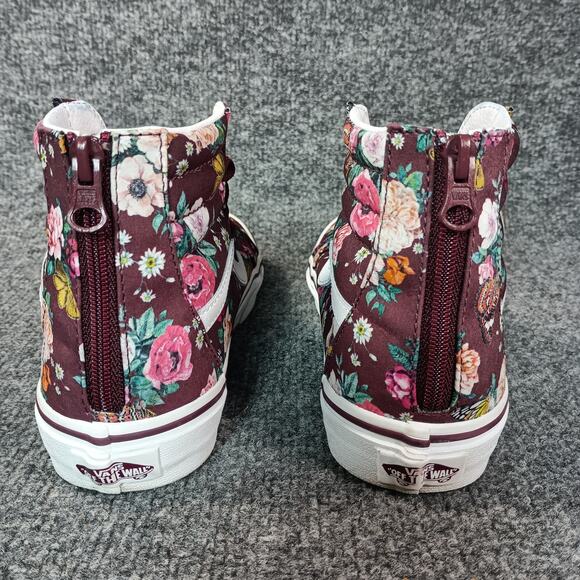 Vans Sk8 Hi Women Size 5 Floral Burgundy Lace Up Sneakers Cottage - Picture 6 of 9